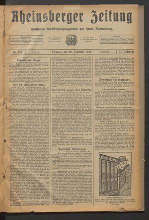 Rheinsberger Zeitung on Dec 28, 1926