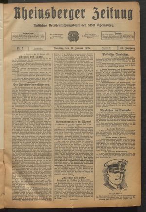 Rheinsberger Zeitung vom 11.01.1927