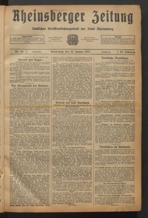 Rheinsberger Zeitung vom 22.01.1927