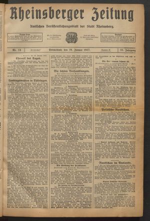 Rheinsberger Zeitung vom 29.01.1927
