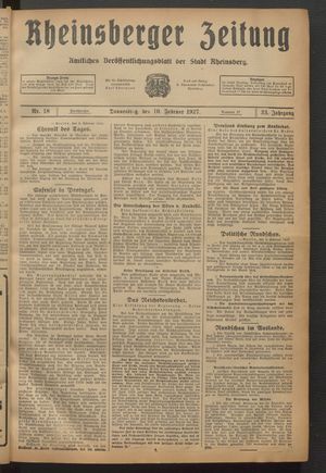 Rheinsberger Zeitung vom 10.02.1927