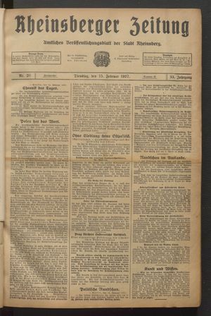 Rheinsberger Zeitung on Feb 15, 1927