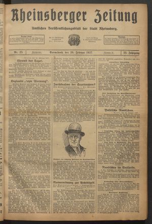 Rheinsberger Zeitung vom 26.02.1927