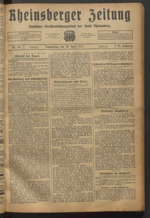 Rheinsberger Zeitung vom 28.04.1927