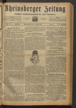 Rheinsberger Zeitung vom 04.06.1927