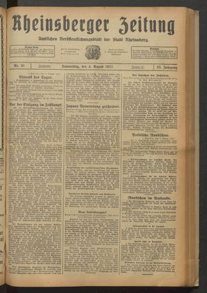 Rheinsberger Zeitung vom 04.08.1927