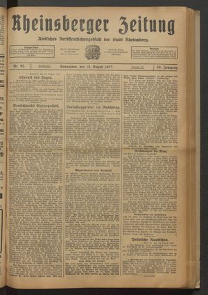 Rheinsberger Zeitung vom 13.08.1927