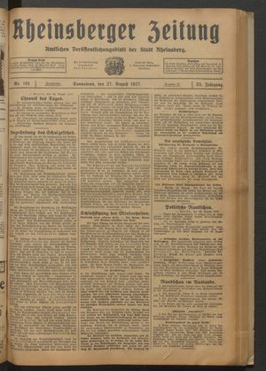 Rheinsberger Zeitung vom 27.08.1927