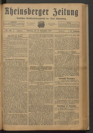 Rheinsberger Zeitung on Sep 13, 1927