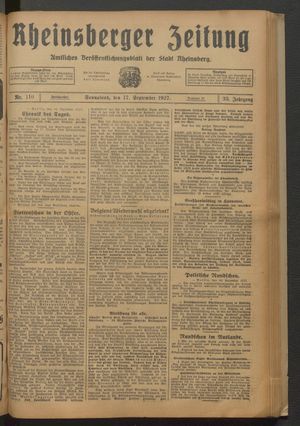 Rheinsberger Zeitung vom 17.09.1927