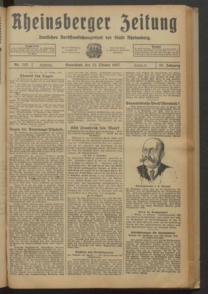 Rheinsberger Zeitung vom 15.10.1927