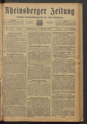 Rheinsberger Zeitung vom 24.11.1927