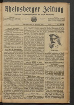 Rheinsberger Zeitung vom 10.12.1927