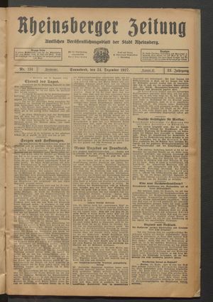 Rheinsberger Zeitung vom 24.12.1927
