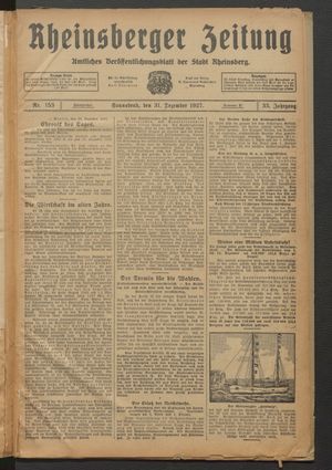 Rheinsberger Zeitung vom 31.12.1927