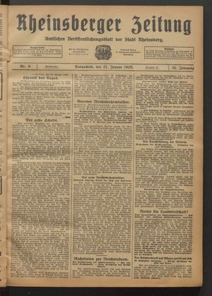 Rheinsberger Zeitung on Jan 21, 1928