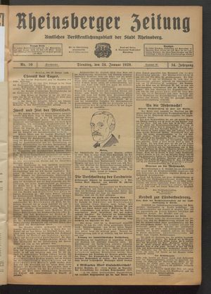Rheinsberger Zeitung vom 24.01.1928