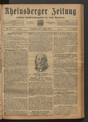 Rheinsberger Zeitung vom 01.03.1928