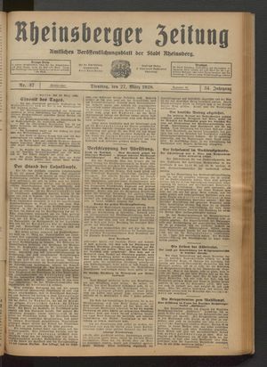 Rheinsberger Zeitung vom 27.03.1928