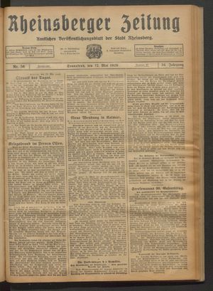 Rheinsberger Zeitung vom 12.05.1928