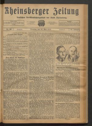 Rheinsberger Zeitung vom 22.05.1928