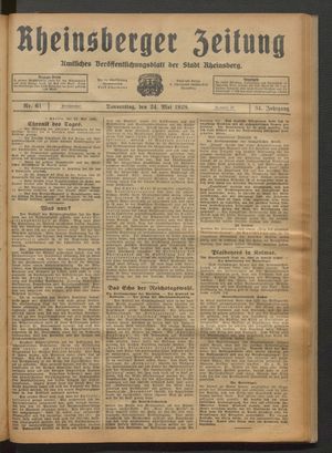 Rheinsberger Zeitung vom 24.05.1928