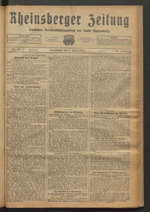 Rheinsberger Zeitung vom 02.06.1928