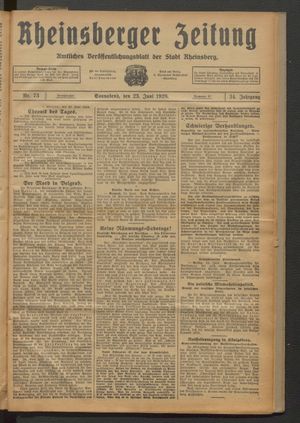 Rheinsberger Zeitung vom 23.06.1928