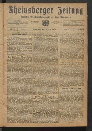 Rheinsberger Zeitung vom 12.07.1928