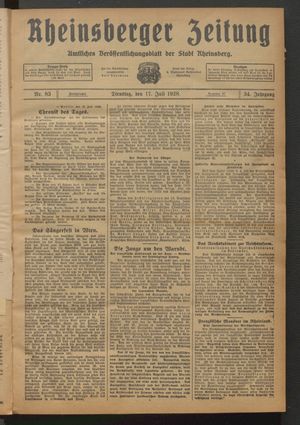Rheinsberger Zeitung vom 17.07.1928