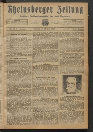 Rheinsberger Zeitung vom 24.07.1928