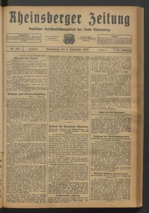 Rheinsberger Zeitung vom 06.09.1928