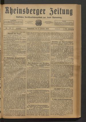 Rheinsberger Zeitung vom 06.10.1928