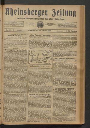 Rheinsberger Zeitung vom 13.10.1928