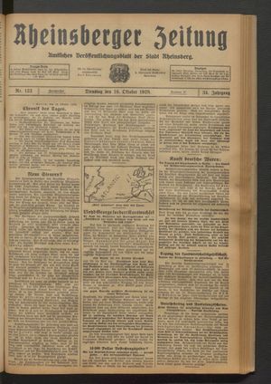 Rheinsberger Zeitung vom 16.10.1928