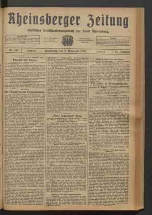 Rheinsberger Zeitung vom 03.11.1928