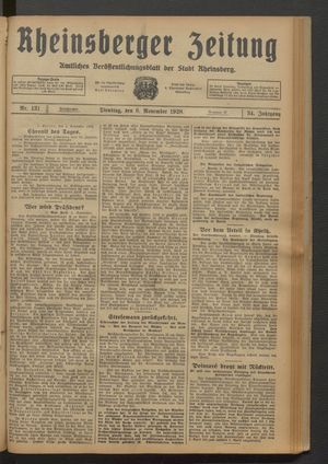 Rheinsberger Zeitung on Nov 6, 1928