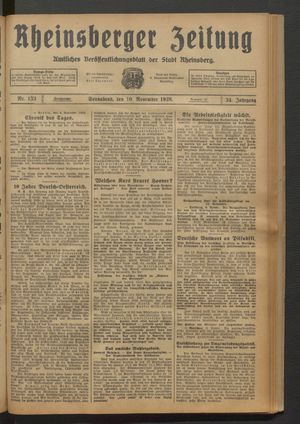 Rheinsberger Zeitung vom 10.11.1928