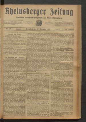 Rheinsberger Zeitung vom 17.11.1928