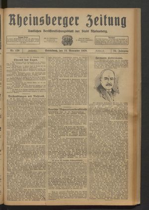 Rheinsberger Zeitung vom 24.11.1928