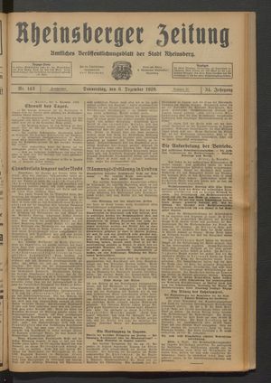 Rheinsberger Zeitung vom 06.12.1928