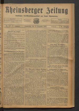 Rheinsberger Zeitung vom 13.12.1928