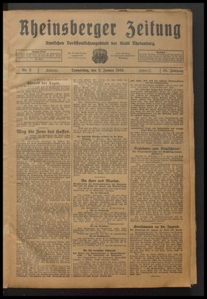 Rheinsberger Zeitung vom 03.01.1929