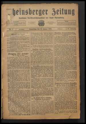 Rheinsberger Zeitung on Jan 10, 1929