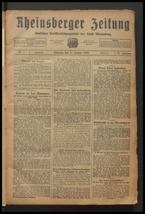 Rheinsberger Zeitung vom 15.01.1929