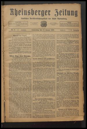 Rheinsberger Zeitung vom 17.01.1929