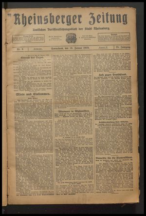 Rheinsberger Zeitung vom 19.01.1929