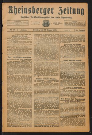 Rheinsberger Zeitung vom 22.01.1929