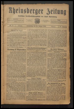 Rheinsberger Zeitung vom 24.01.1929