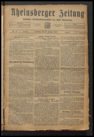 Rheinsberger Zeitung vom 29.01.1929